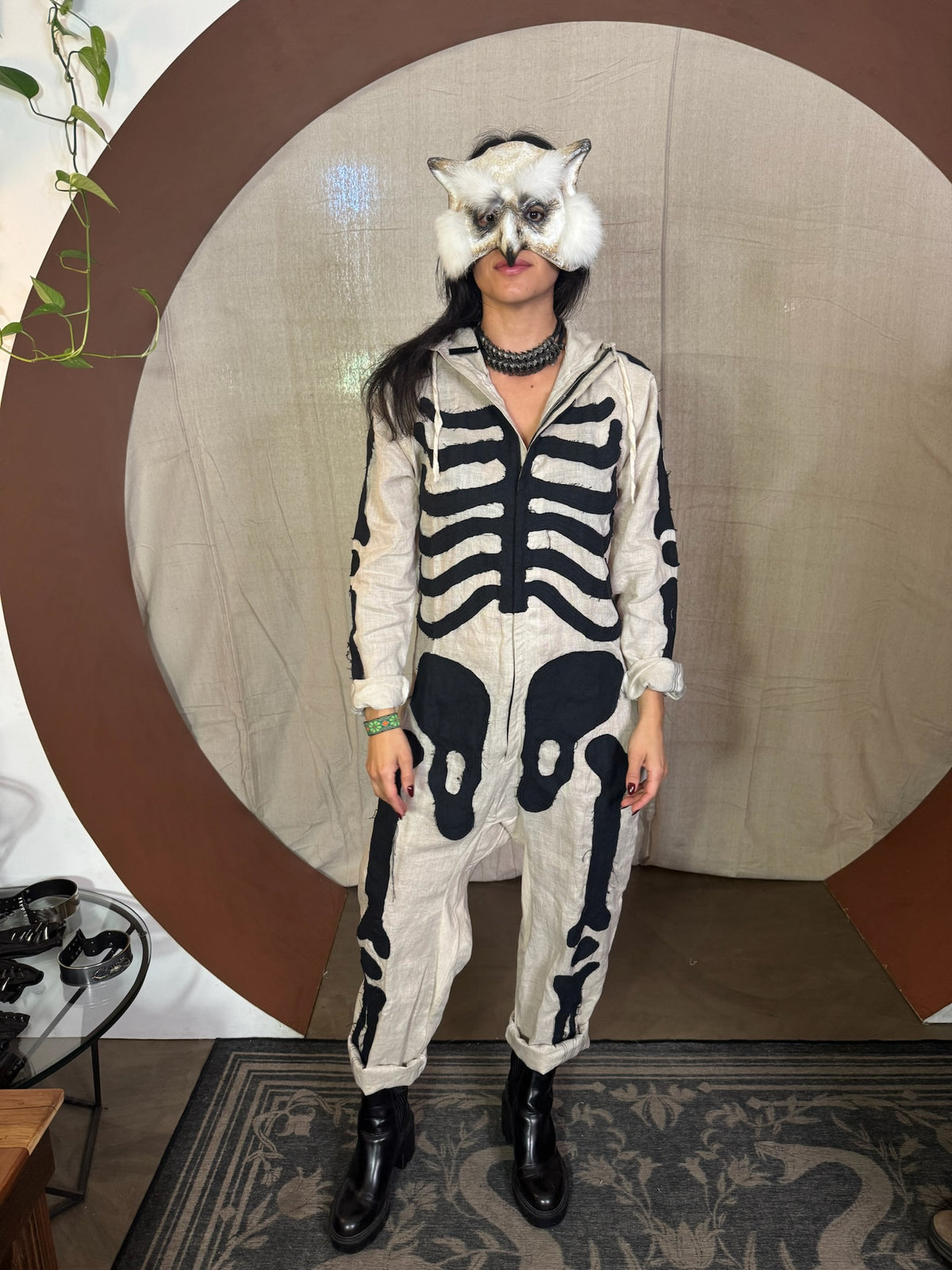 Skeleton Onesie White- Full Look