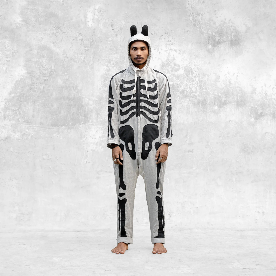 Linen Skeleton Onesie - White