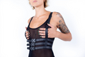 Triple Threat 2.0 Black Leather Harness Corset