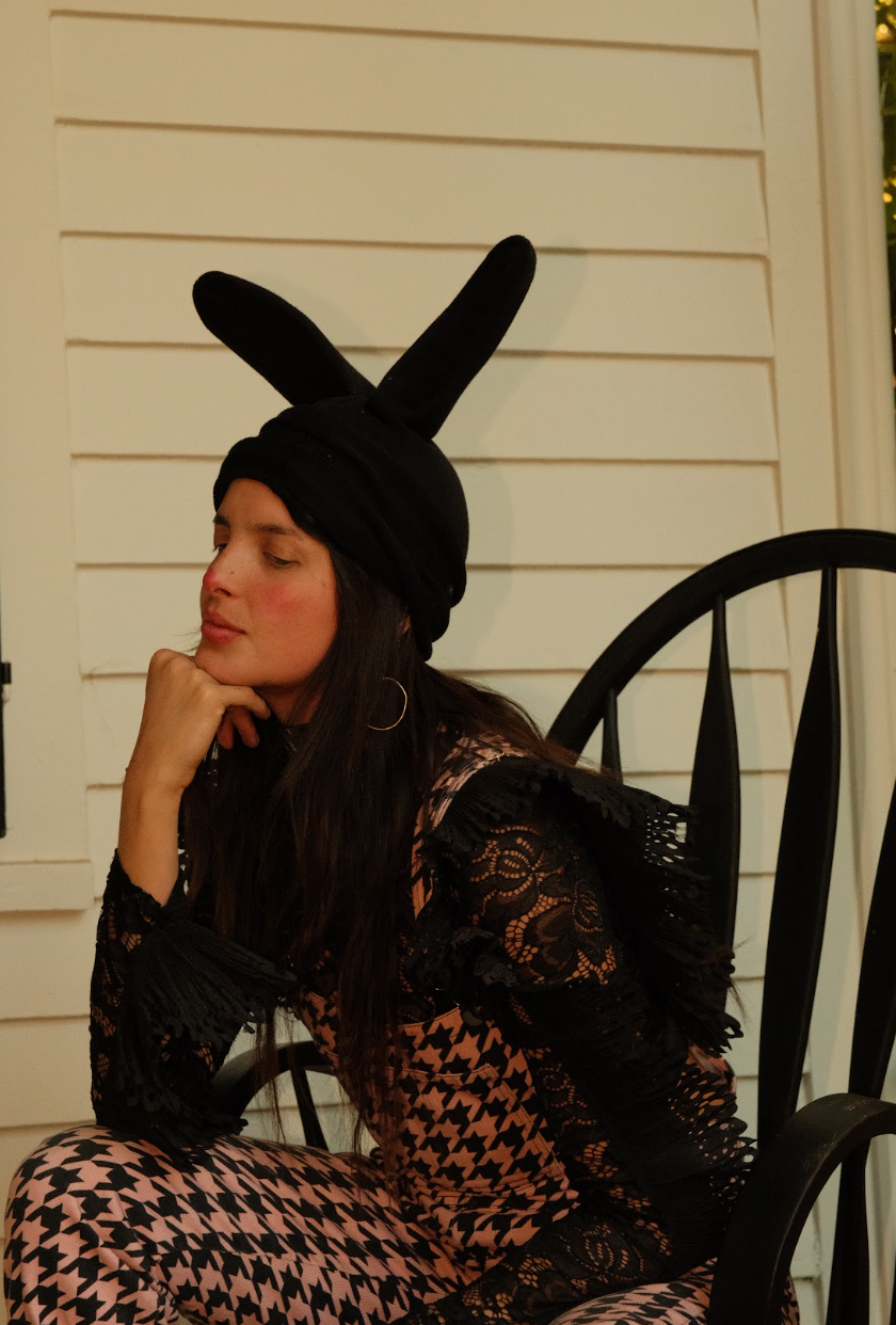 Bunny Mask Cotton Balaclava - Black